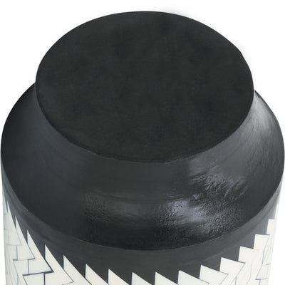 Resin 14h Chevron Vase, Blk/white