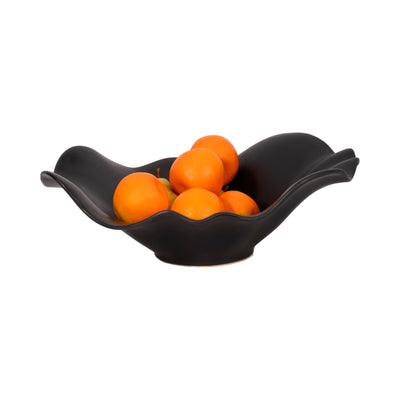 18 Ruffled Edge Bowl Matte Finish, Black