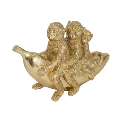 8 Three Monkeys On Banana, Gold