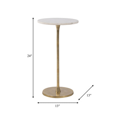 METAL, 24H ROUND DRINK TABLE, GOLD/W