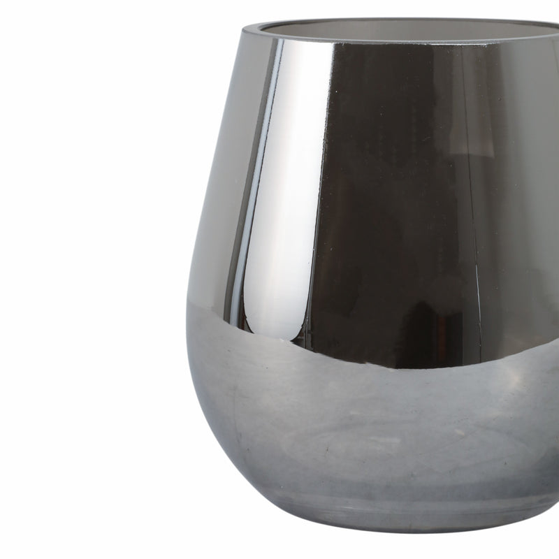 GLASS 6H METALLIC VASE, SILVER