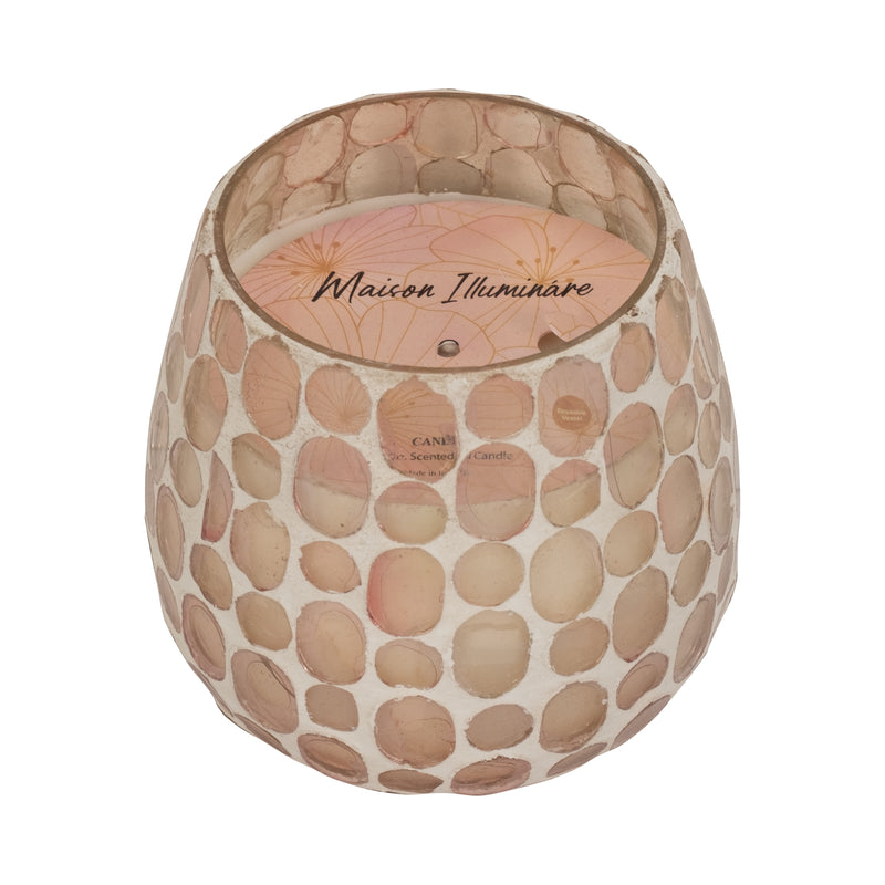 Glass, 4 11 Oz Mosaic Scented Candle, Soft Pink