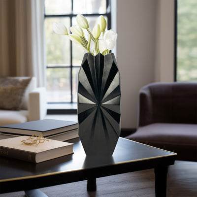 16 Udine Large Metal Vase, Black