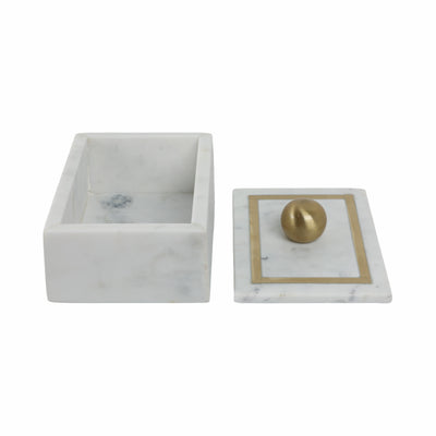 Marble, 7X5 Rectangular Box - Knob, White