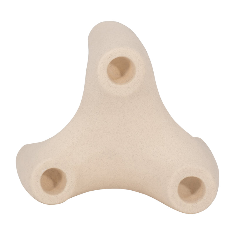 Stoneware, 6 3-taper Candle Holder, Ivory