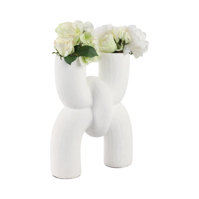 15 MODERN X SHAPE TERRACOTTA VASE, WHITE