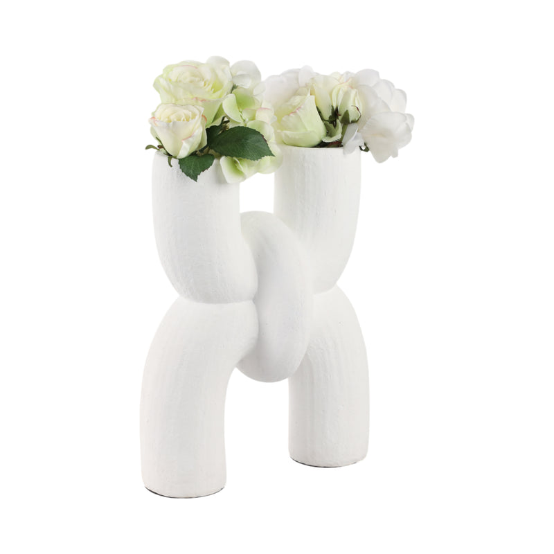 15 MODERN X SHAPE TERRACOTTA VASE, WHITE