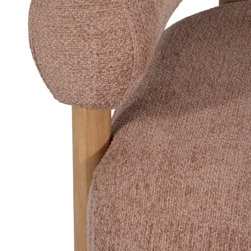 Roundback Accent Chair W/ Wood Legs, Pink