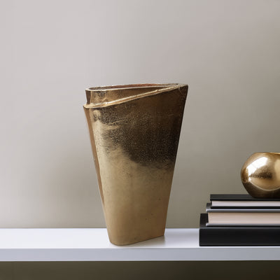 12 Balee Metal Origami Vase, Champagne