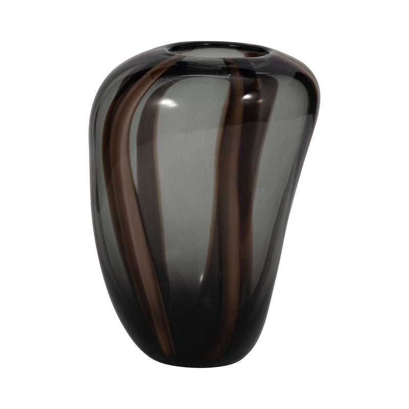 11 Bayle Medium Brown Striped Glass Vase