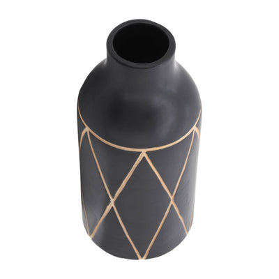 CER, 16H TRIBAL VASE, BLACK