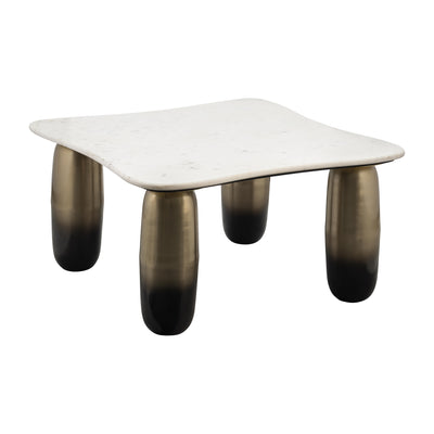 MARBLE/METAL, 30DX16H COFFEE TABLE, WHT/GLD