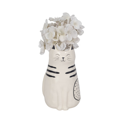 9 Sitting Pretty Kitty With Vase Opening, White/b