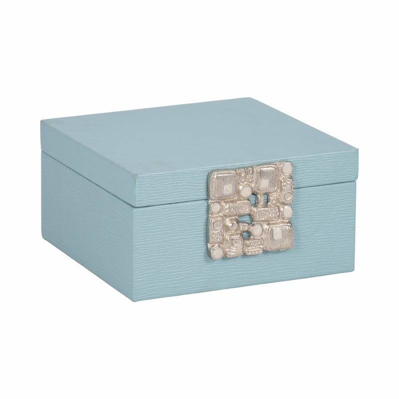 Faux Leather, 8 Crinkle Box, Blue/silver