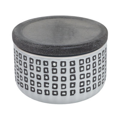 Ceramic 5  Covered Dotted Jar, Black