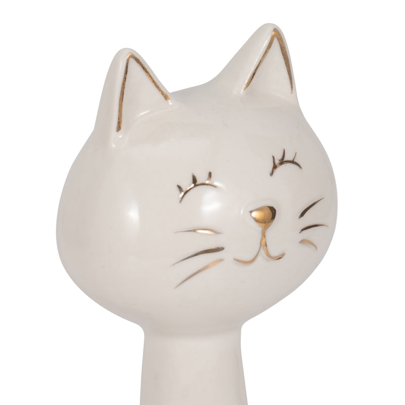 9 Sitting Kitty, White/gold