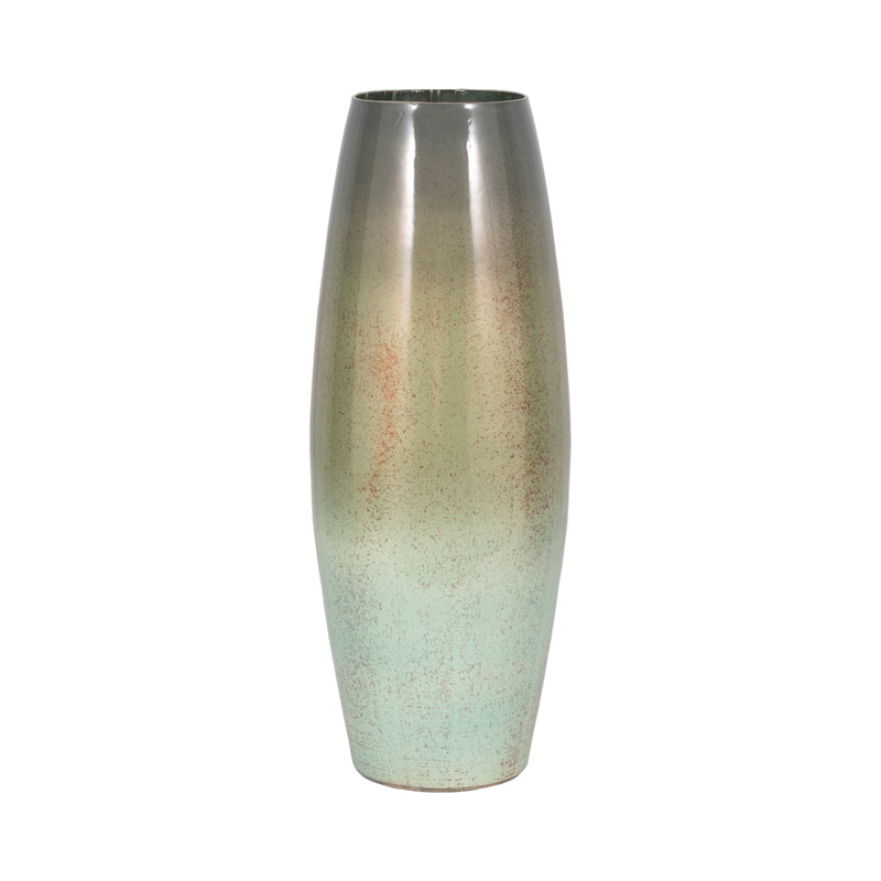 24 Curved Glass Vase Green Mercury Ombre, Multi