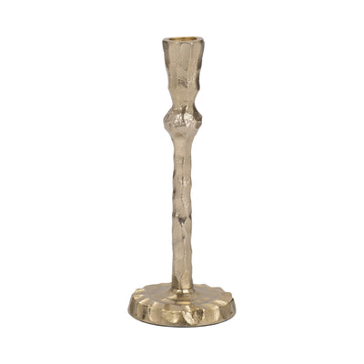 METAL, 9 HAMMERED TAPER CANDLEHOLDER, GOLD