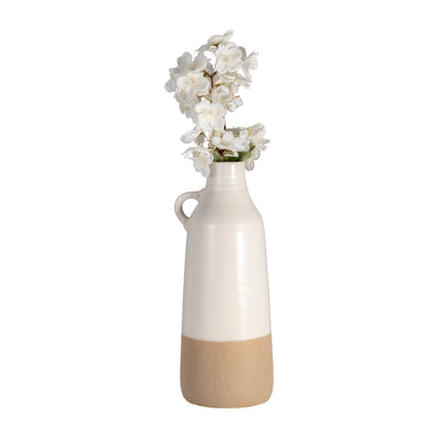 CER, 14 BOTTLE VASE, WHITE/TAN