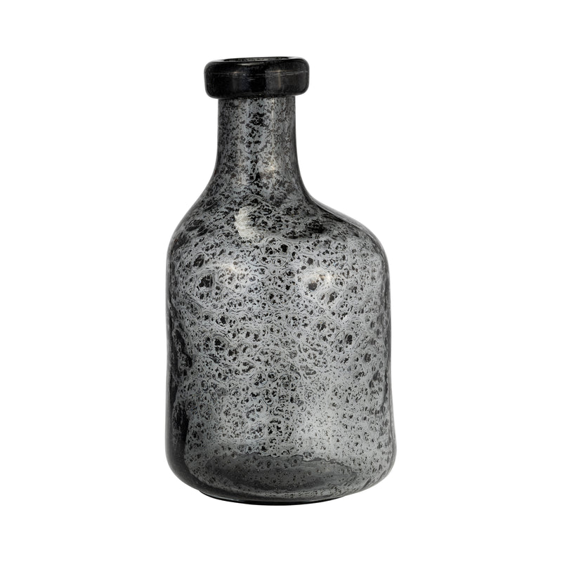 GLASS, 11H IRREGULAR SHAPE VASE, SMOKE