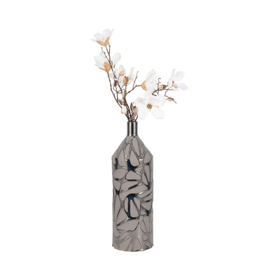 22 Solvay Oversized Tribal Vase, Blk Pearl Metllc