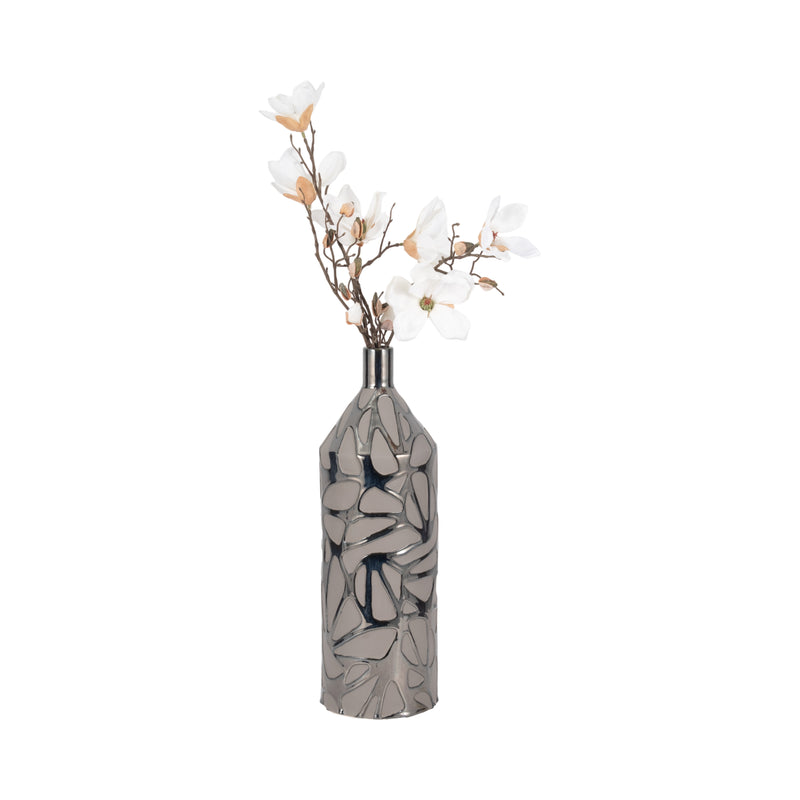 22 Solvay Oversized Tribal Vase, Blk Pearl Metllc