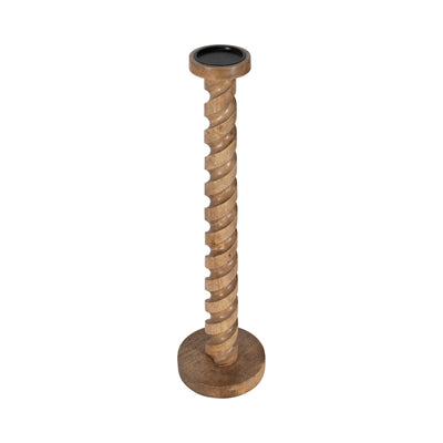 WOOD, 30 SPIRAL FLOOR PILLAR CANDLEHOLDER, NATURA