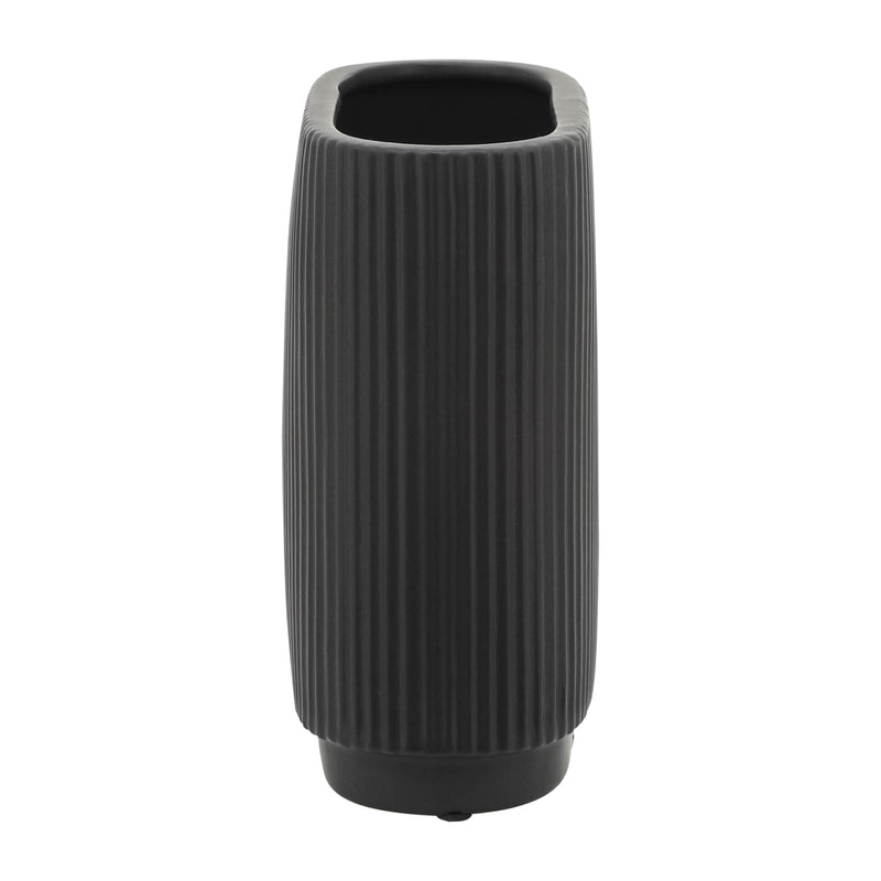 CER, 8H RIDGED VASE, BLACK