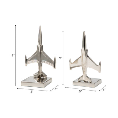 S/2 9 Orleans Silver Plane Bookends