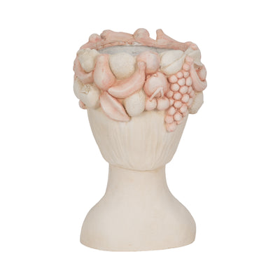 18 Lady With Flower Crown Planter, White/pink