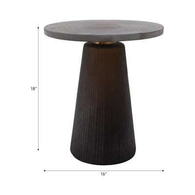 Glass, 18 Accent Table W Brass Base, Smokey Brown