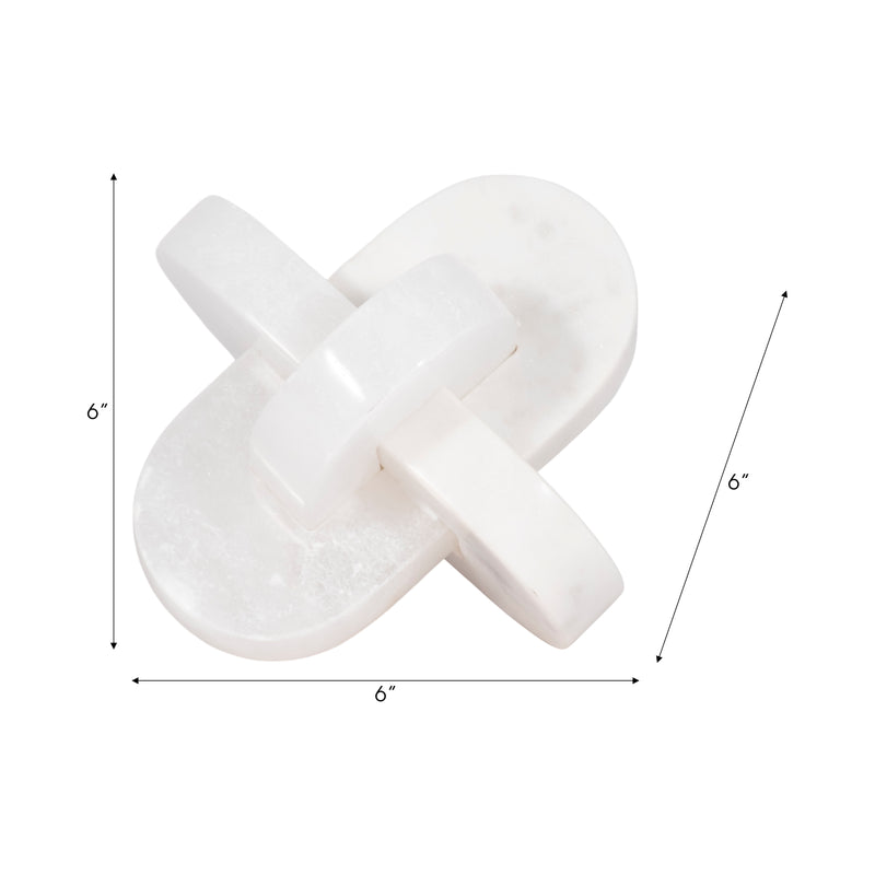 6 Alabaster And Marble Curved Knot, White