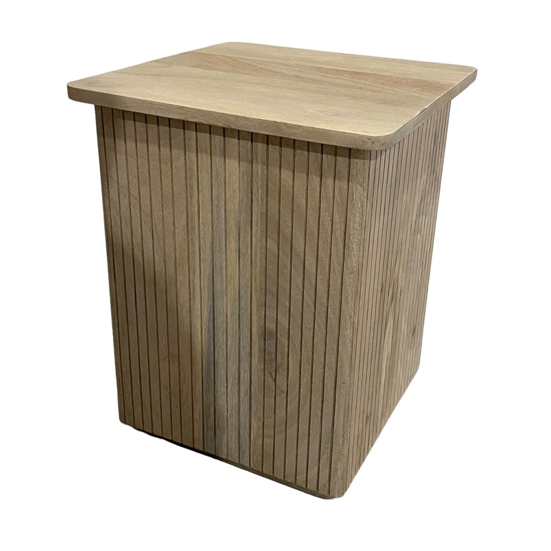 20 Square Ribbed Accent Table, Natural