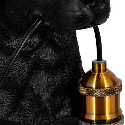 18 Dog Holding Lightbulb Table Lamp, Black/gold