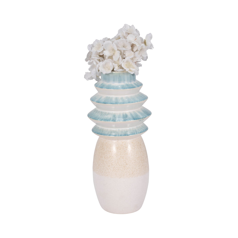 15 Fluted Top Vase Reactive Finish, Multi