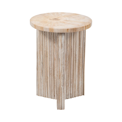 Petrified Wood And Teak 20 Accent Table, Cream