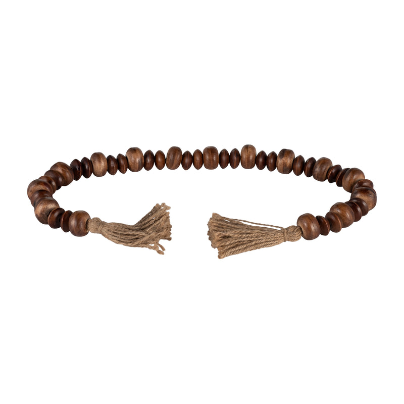 WOOD, 26 FLAT BEADS GARLAND, NATURAL