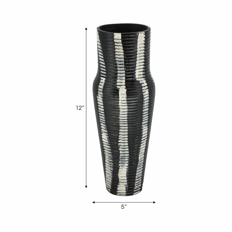 12 Percy Patterned Gray Metal Vase