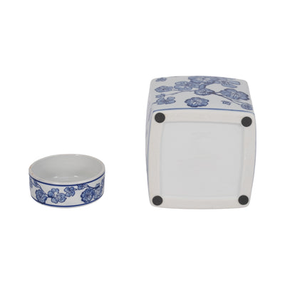 8 Cherry Blossom Chinoiserie Jar, Blue/white