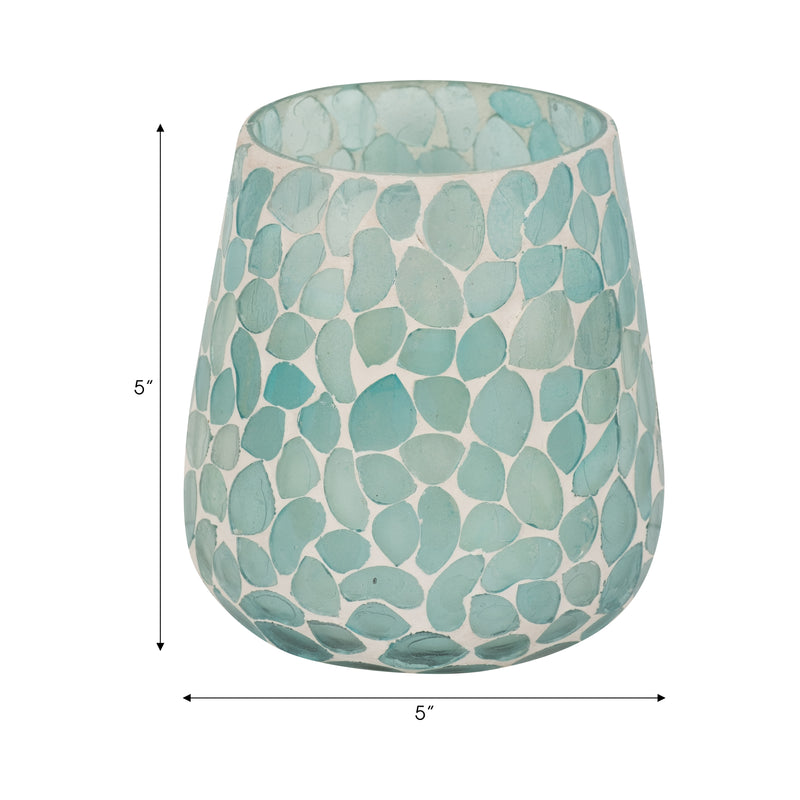 Glass, 5 18 Oz Mosaic Scented Candle, Light Blue