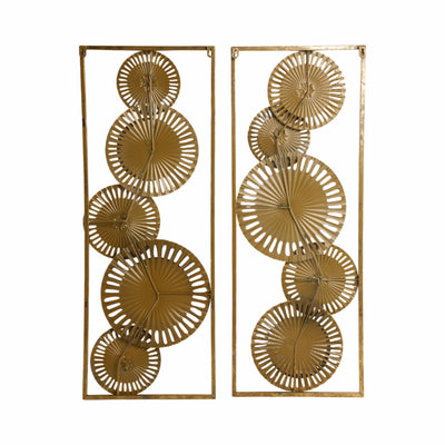 S/2 32 Pierced Disc Metal Wall Panels, Gold Multi