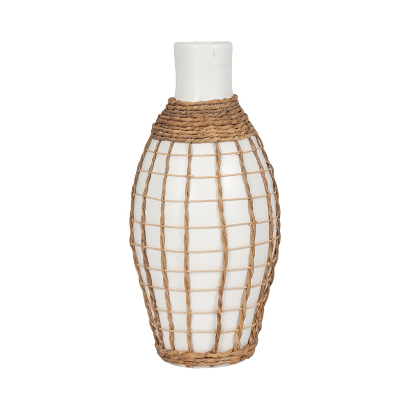 TERRACOTTA, 18H BOTTLE VASE, WHITE/BROWN