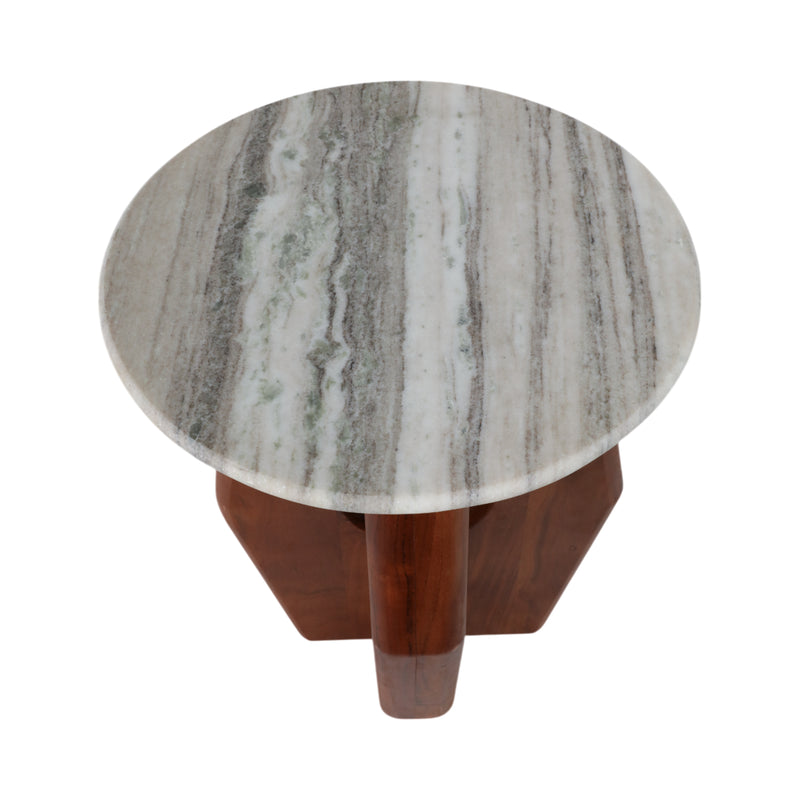 20 Curved Legs Accent Table Marble Top, Brown