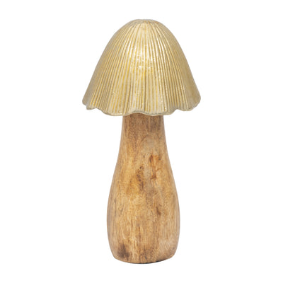 WOOD, 8 MUSHROOM WITH METAL TOP, GOLD