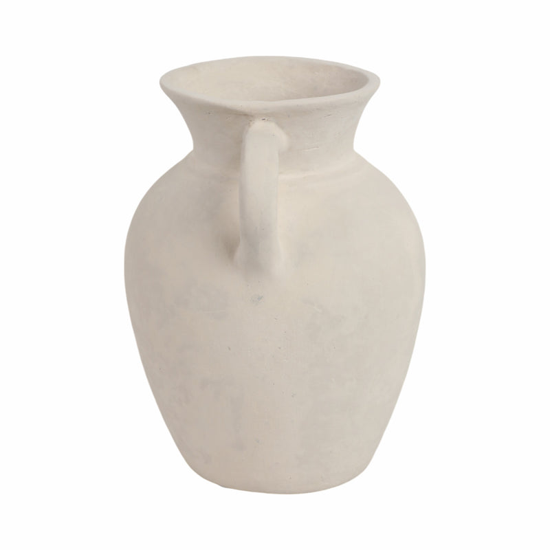 9 Vase With Handles, Paper Mache, White