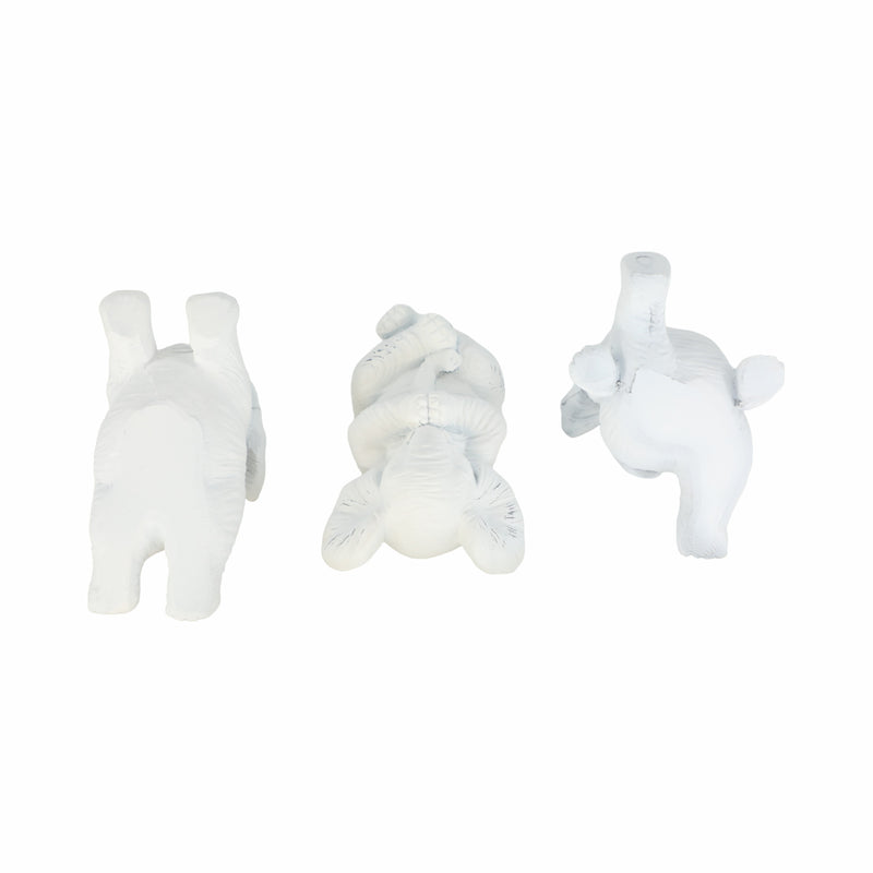 RESIN, S/3 6 STONE LOOK YOGA ELEPHANT, WHITE