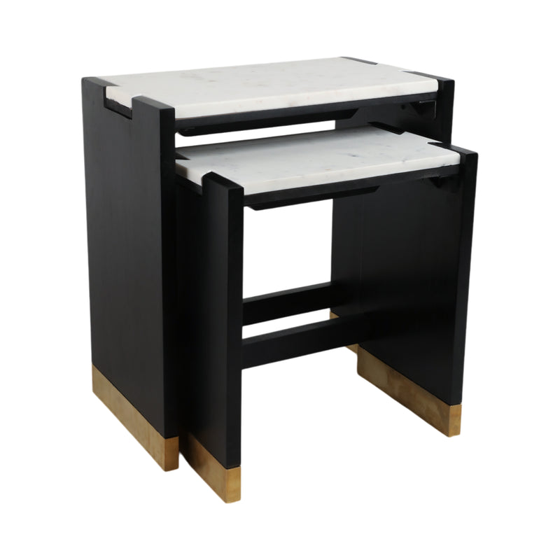 S/2 20/24WALKER ACACIA WD ACCENT TABLES,BLK/2BXS