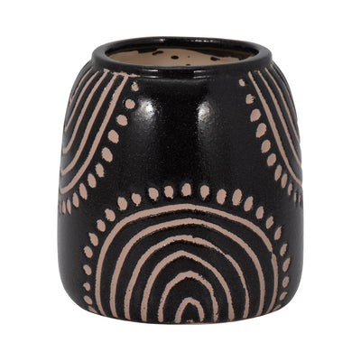 CER, 6 TRIBAL ARCH VASE, BLACK/TAN