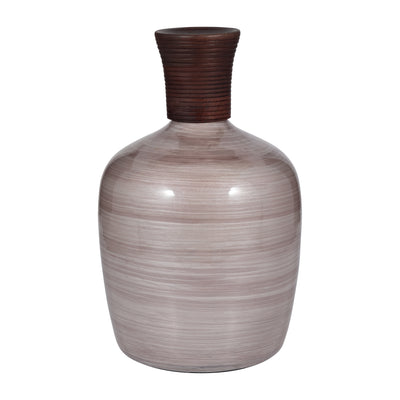 GLASS, 16 WOODEN TOP VASE, BLUSH