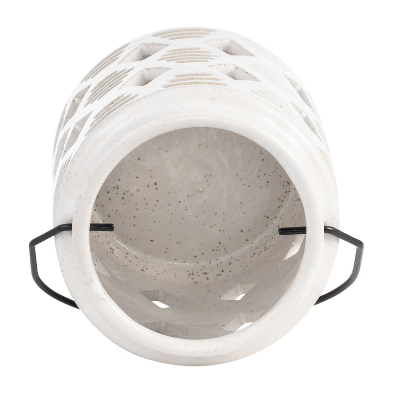 CER, 6H DIAMOND CUT OUT LANTERN, IVORY